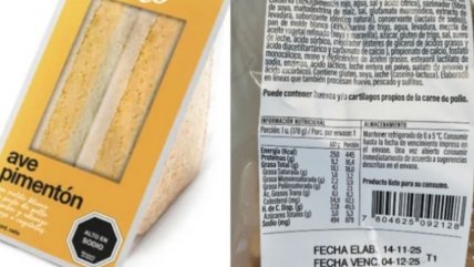   Minsal emitió alerta alimentaria por listeria en sandwich ave pimentón 